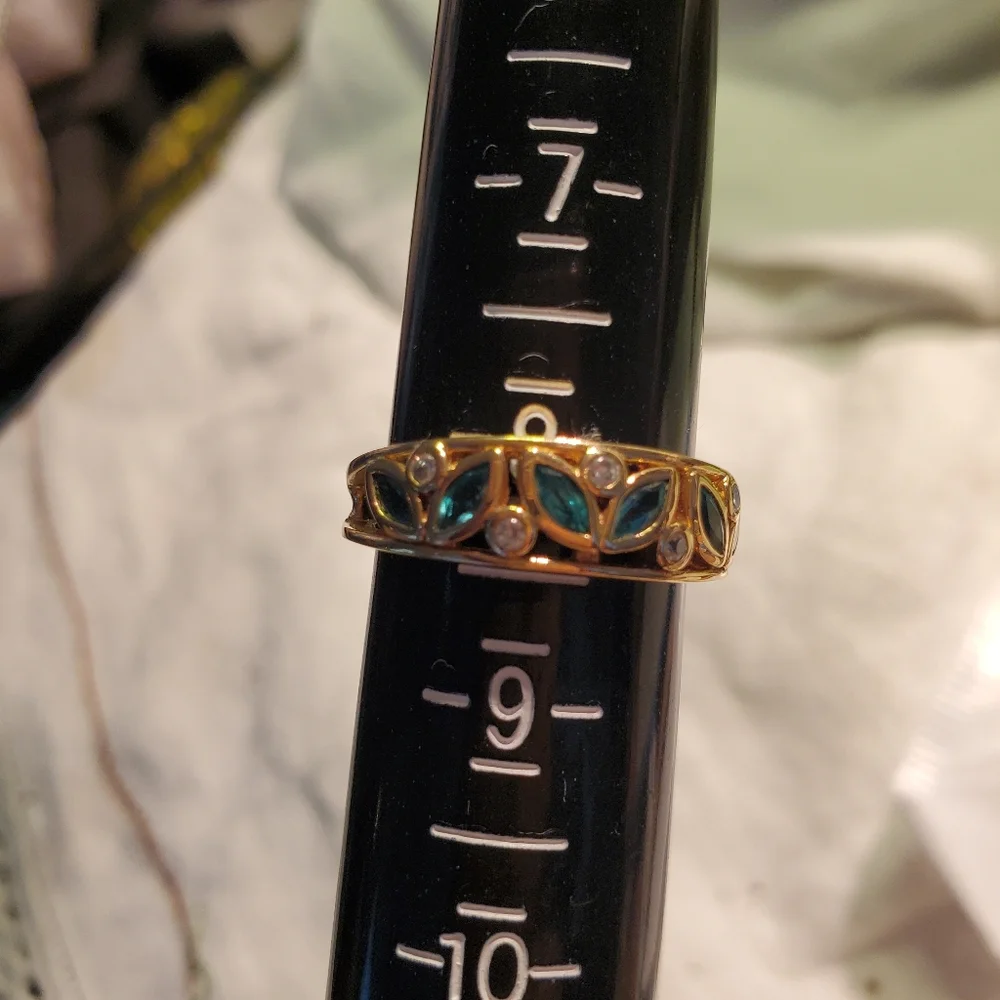 Vintage Floral Accent 925 Silver Canada Goldstone Ring Size 8.25